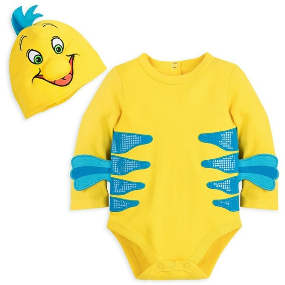 Nwt Disney Store Flounder Onesie Little Mermaid - Picture 1 of 1